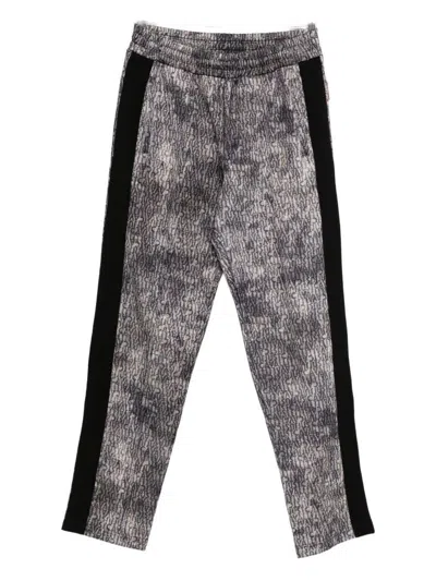 Just Cavalli Pants With Logo Print And Side Stripes In Gray