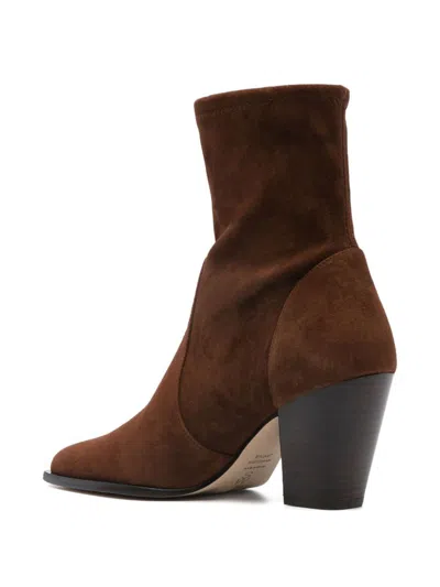 Stuart Weitzman Pointed-toe Ankle Boots In Brown