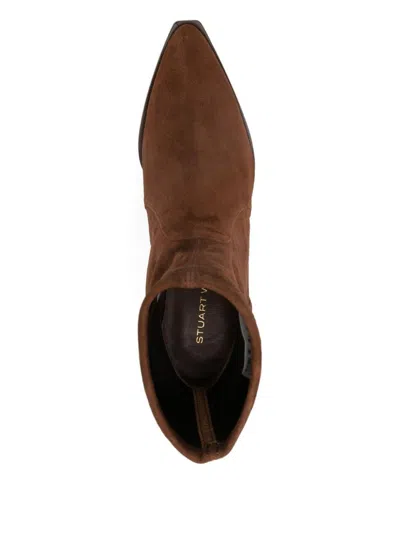 Stuart Weitzman Pointed-toe Ankle Boots In Brown