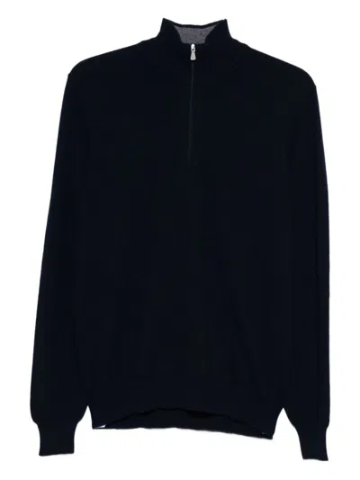 Barba Napoli High-neck Zip-up Sweater In Black