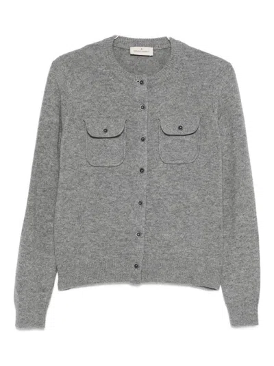 Bruno Manetti Double-pocket Wool Cardigan In Gray