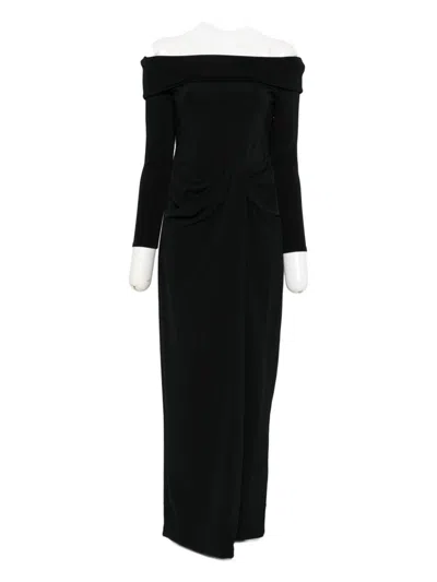 Ralph Lauren Off-shoulder Draped Dress In Black