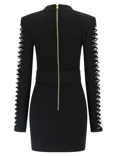 Balmain V-neckline Dress With Fitted Waist And Sleeves