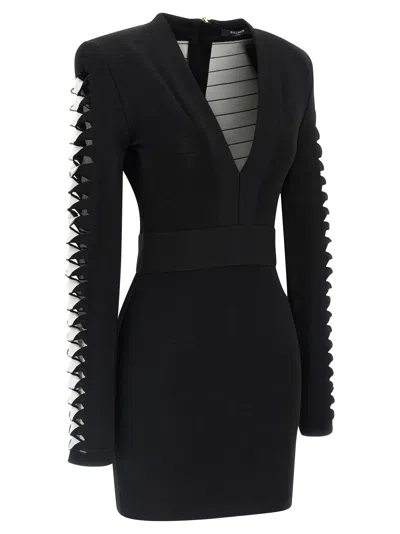 Balmain V-neckline Dress With Fitted Waist And Sleeves