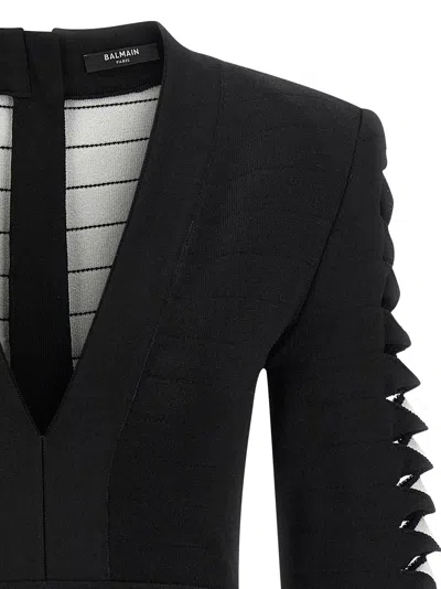 Balmain V-neckline Dress With Fitted Waist And Sleeves