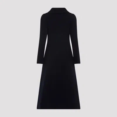 Alaïa Navy Blue Wool Curved Coat In Blue