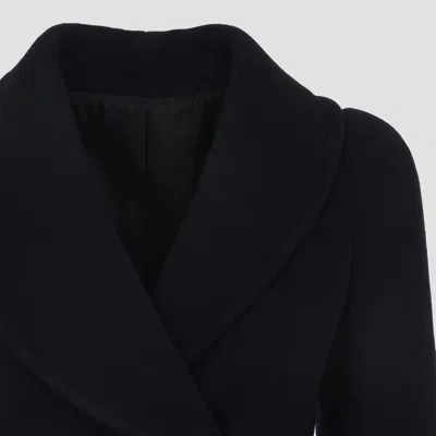 Alaïa Navy Blue Wool Curved Coat In Blue