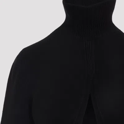 Alaïa Cropped Turtleneck Long Sleeve Knitwear In Black