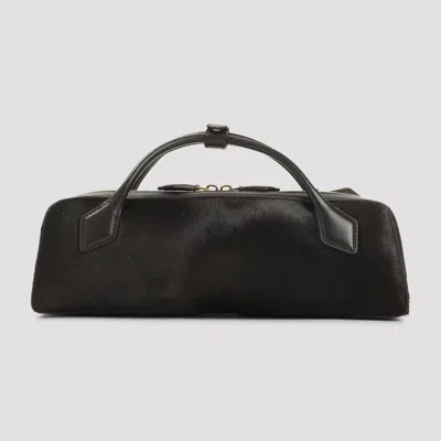 Alaïa Le Teckel Leather-trimmed Calf Hair Clutch In Brown