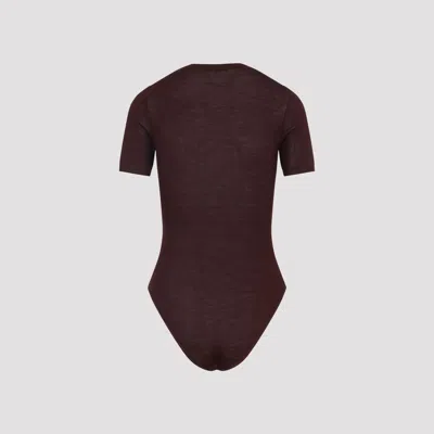 Alaïa Wool-blend Crewneck Bodysuit Top In Burgundy