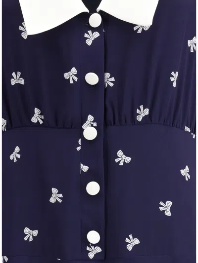 Alessandra Rich Lapel Short-sleeved Dress In Blue