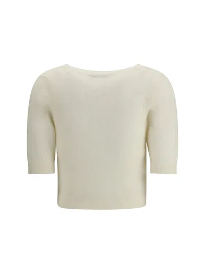 Alessandra Rich Women Short Sleeve Mohair Sweater In White