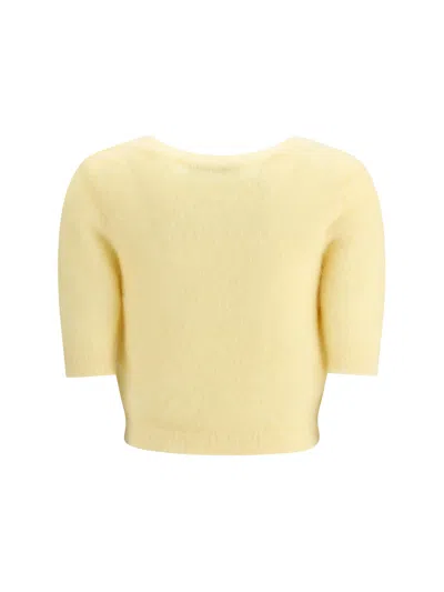 Alessandra Rich Women Short Sleeve Mohair Sweater In Yellow