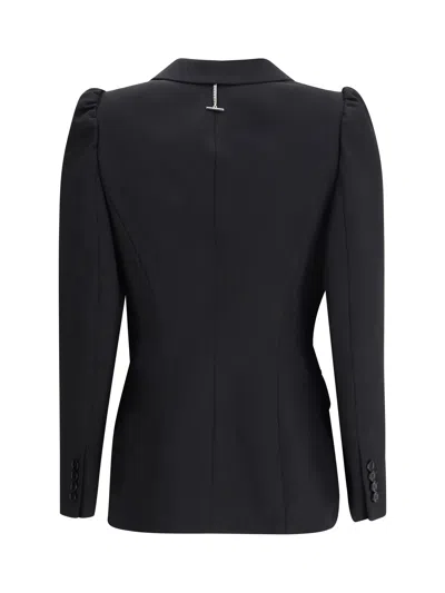 Alexander Mcqueen Tailored Jacket With Notched Lapels And Padded Shoulders In Black