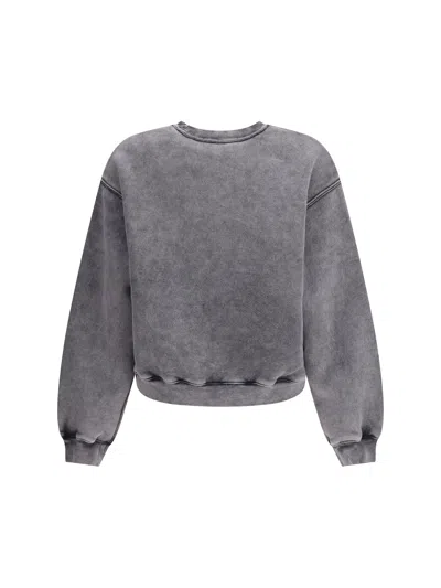 Alexander Wang Embossed Logo Crewneck Sweatshirt In Gray