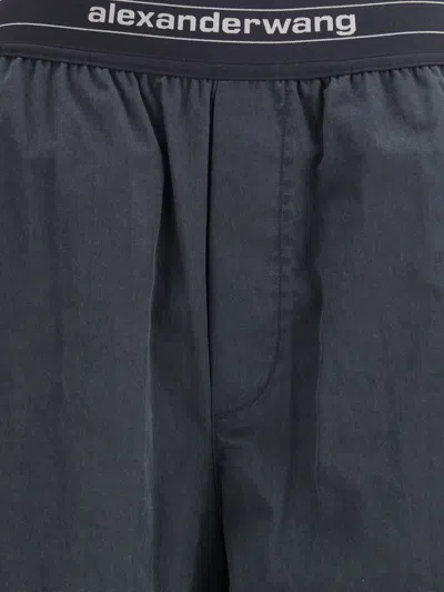 Alexander Wang Trousers With Elastic Waistband And Contrasting Jacquard Logo In Gray