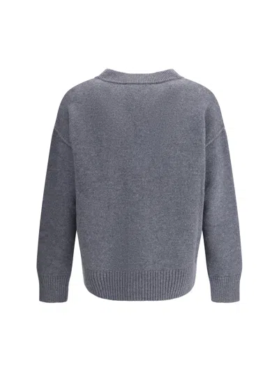 Ami Alexandre Mattiussi Ami Paris Men Ami De Coeur Cardigan In Gray