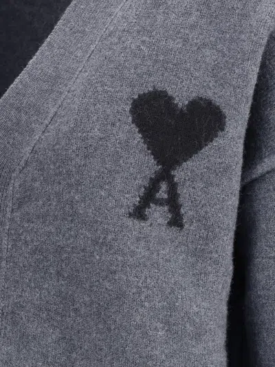 Ami Alexandre Mattiussi Ami Paris Men Ami De Coeur Cardigan In Gray