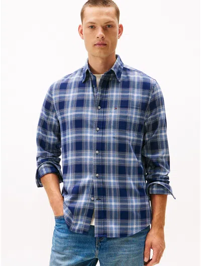 Tommy Hilfiger Long Sleeve Button-down Shirt With Chest Pocket In Blue