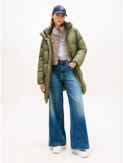 Tommy Hilfiger Hooded Down Coat In Green