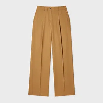 Ps By Paul Smith Women's Camel Wool Hopsack Wide-leg Trousers Brown In Brown