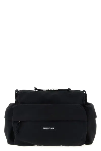 Balenciaga Small Explorer Multipocket Canvas Weekend Bag In Black