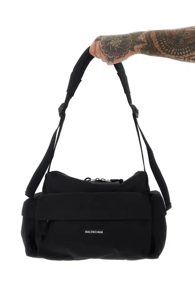 Balenciaga Small Explorer Multipocket Canvas Weekend Bag In Black