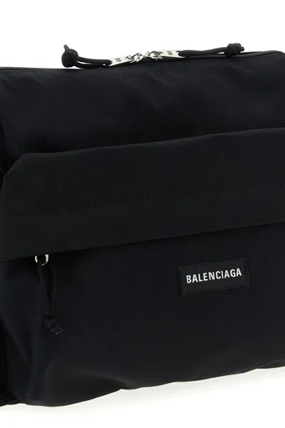 Balenciaga Small Explorer Multipocket Canvas Weekend Bag In Black
