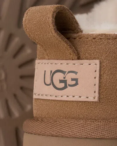 Ugg Classic Micro Beige Ankle Boots With Logo Embossed In Suede Woman In Brown