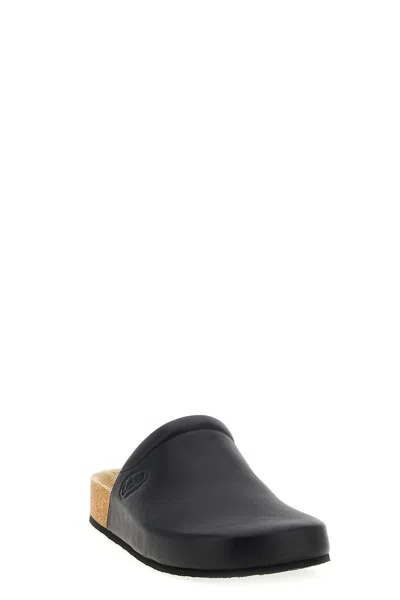 Balenciaga Men Leather Mules With Cork Insole In Black