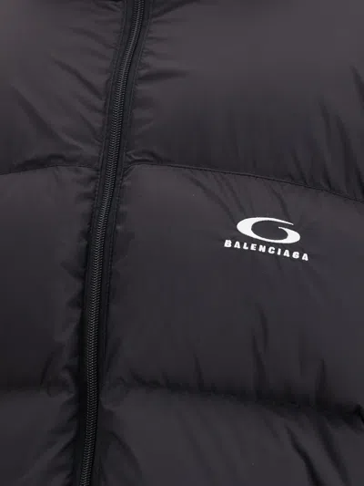 Balenciaga High Neck Puffer Down Jacket With Pockets In Black