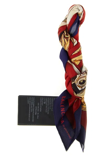 Balenciaga Twill Scarf With Bold Print Design In Multi