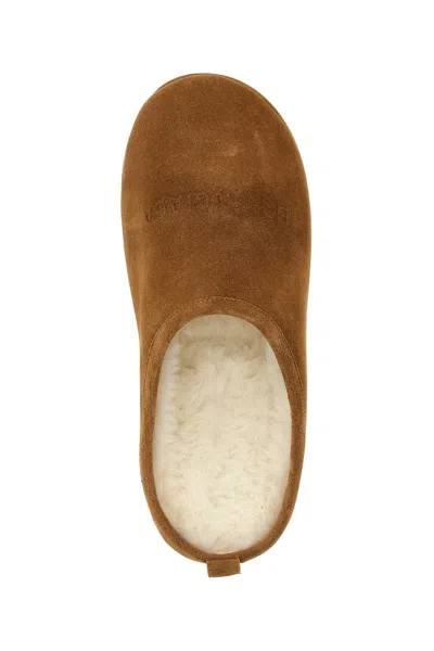 Balenciaga Suede Slippers Soft Platform Sole In Brown