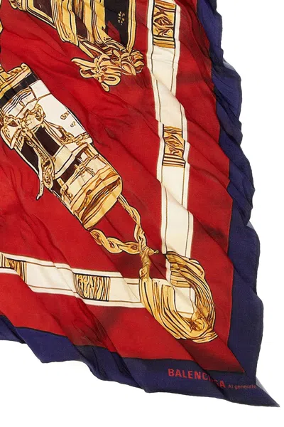Balenciaga Twill Scarf With Bold Print Design In Multi