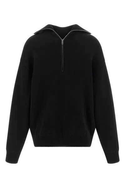 Balenciaga Reversible Sweater With High Collar And Pockets In Black