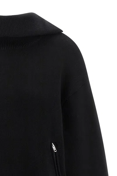 Balenciaga Reversible Sweater With High Collar And Pockets In Black
