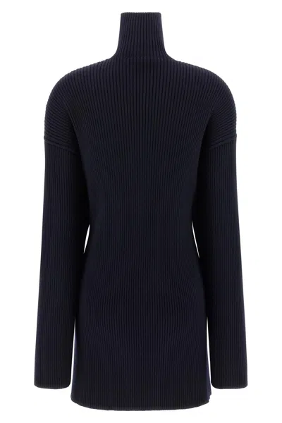 Balenciaga Pinched Navy Mini Dress In Wool And Cotton Women In Blue