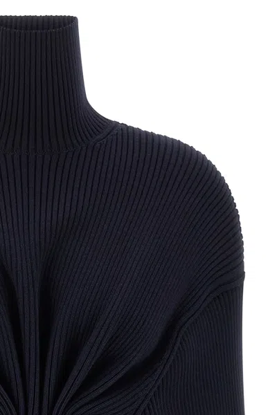 Balenciaga Pinched Navy Mini Dress In Wool And Cotton Women In Blue