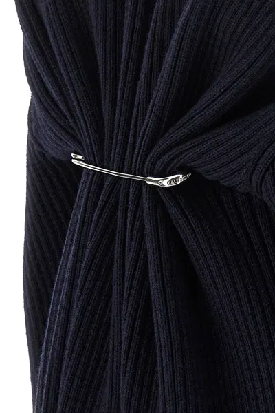 Balenciaga Pinched Navy Mini Dress In Wool And Cotton Women In Blue
