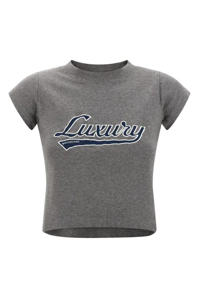 Balenciaga Casual Top With Short Sleeves And Print In Gray