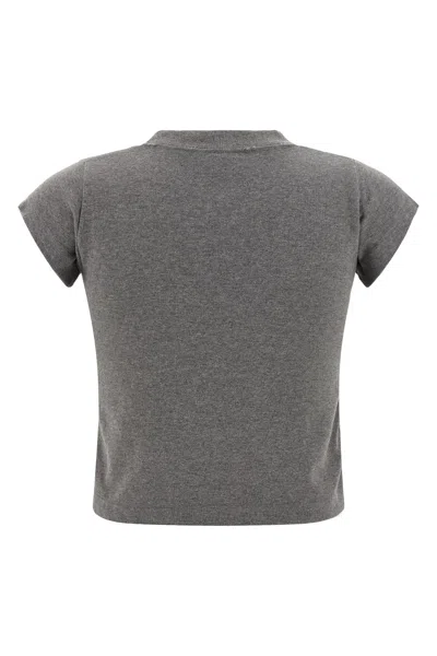 Balenciaga Casual Top With Short Sleeves And Print In Gray