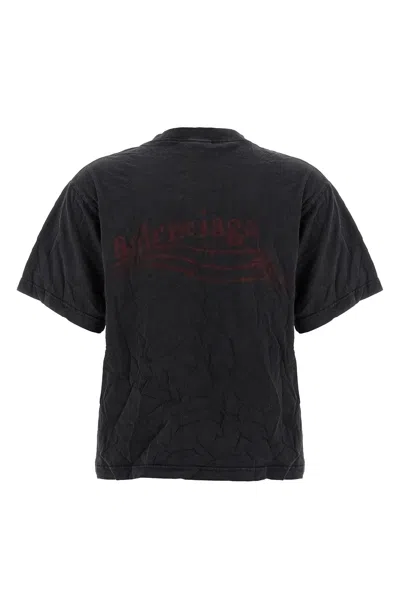Balenciaga Black Washed Crayon Political T-shirt In Black