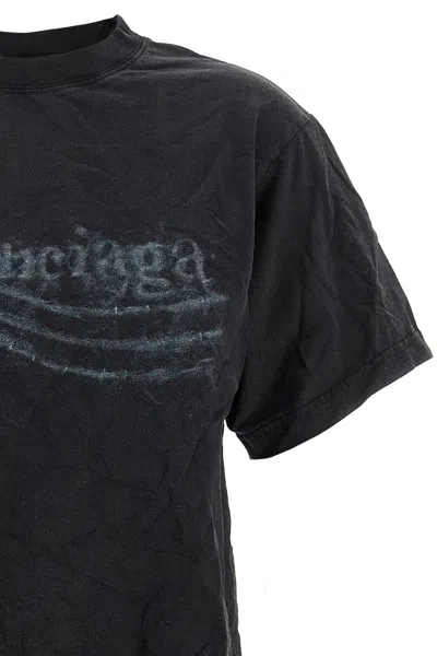 Balenciaga Black Washed Crayon Political T-shirt In Black