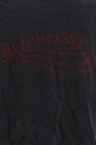 Balenciaga Black Washed Crayon Political T-shirt In Black