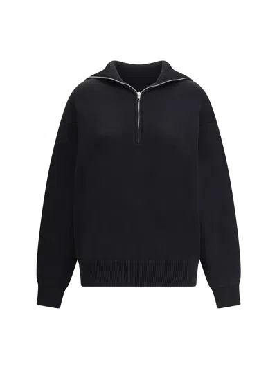 Balenciaga Reversible Sweater With High Collar And Pockets In Black