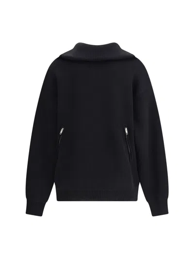 Balenciaga Reversible Sweater With High Collar And Pockets In Black