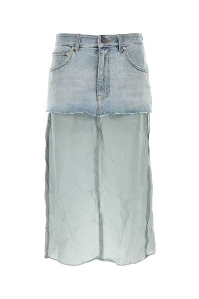Balenciaga Women Denim Skirt In Blue