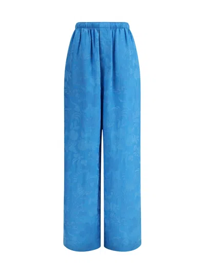 Balenciaga Floral-pattern Elasticated-waist Trousers In Blue