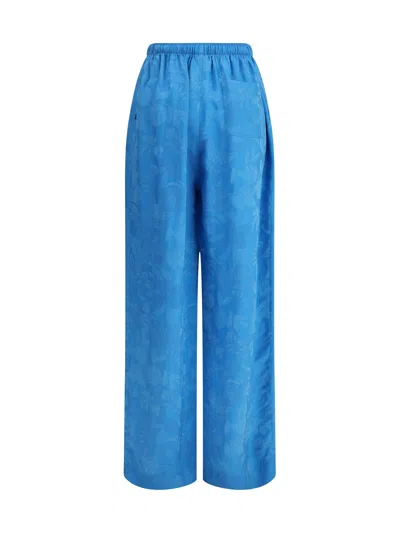 Balenciaga Floral-pattern Elasticated-waist Trousers In Blue