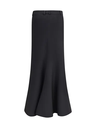 Balenciaga Women Godet Maxi Skirt In Virgin Wool In Black